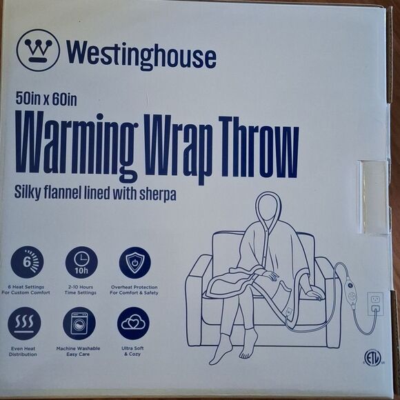 Westinghouse Wearable Heated Throw Blanket Wrap Poncho Shawl Dark Gray Gift - Picture 2 of 3